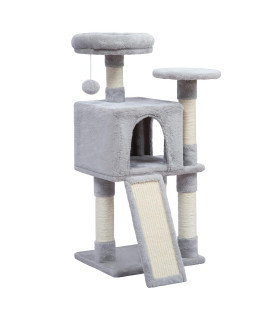 HOOBRO Cat Tree, 34.6-Inch Small Cat Tower with Soft Plush Perch, for Kittens, 3-Tier Cat Condo Furniture with Scratching Posts, with Anti-Tipping Kit, Sturdy, Indoor LG09CT03