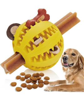 1Pack Dog Treat Dispenser Ball Toy Interactive Dog Toys for Boredom Teeth cleaning chew Toy Rubber Ball for Medium Large Dogs (L)