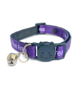 cat collars with Bell Worded cat collars - Please Do Not Feed MeI Am Microchipped Safe Quick Release Breakaway Buckle Zacal cat collars (Purple, I Am New to The Area)