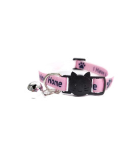 ZAcAL cat collars with Bell Worded cat collars - Please Do Not Feed MeI Am Microchipped Safe Quick Release Breakaway Buckle cat collars (Pink, I Have A Loving Home)