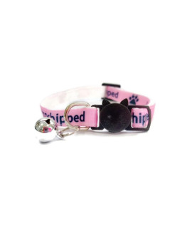 ZAcAL cat collars with Bell Worded cat collars - Please Do Not Feed MeI Am Microchipped Safe Quick Release Breakaway Buckle cat collars (Pink, I Am Microchipped)