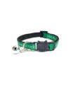 Worded cat collars with Bell Safe Quick Release Breakaway Buckle - green, I Am Microchipped