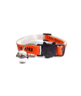 ZAcAL cat collars with Bell Worded cat collars - Please Do Not Feed MeI Am Microchipped Safe Quick Release Breakaway Buckle cat collars (Orange, I Am New to The Area)