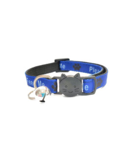 ZAcAL cat collars with Bell Worded cat collars - Please Do Not Feed MeI Am Microchipped Safe Quick Release Breakaway Buckle cat collars (Blue, Please Do Not Feed Me)