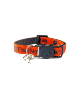 cat collars with Bell Worded cat collars - Please Do Not Feed MeI Am Microchipped Safe Quick Release Breakaway Buckle Zacal cat collars (OrangeBlack, Please Do Not Feed Me)