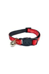 ZAcAL cat collars with Bell Worded cat collars - Please Do Not Feed MeI Am Microchipped Safe Quick Release Breakaway Buckle cat collars (Red, I Am New to The Area)