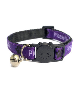 Worded cat collars with Bell Safe Quick Release Breakaway Buckle - Purple, Please Do Not Feed Me