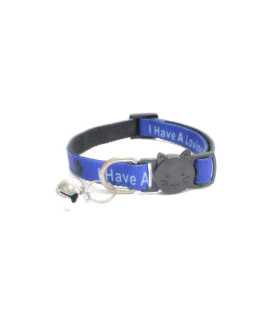Worded cat collars with Bell Safe Quick Release Breakaway Buckle - Blue, I Have A Loving Home