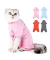 SUNFURA Cat Surgery Recovery Suit, Cat Neuter Recovery Suit with 4 Legs Cat Spay Surgical Onesie for Abdominal Wounds After Surgery, E-Collar Alternative Small Pet Post Bandage Anti-Licking, Pink M
