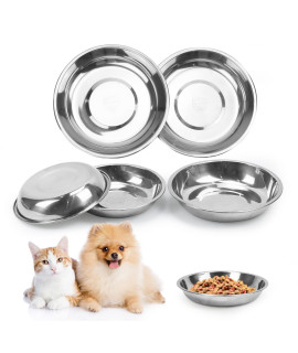 5 Pcs Stainless Steel Dog and Cat Food Dish/Bowls, 3 Sizes Shallow Cat Dish Relief Whisker Fatigue Extra Replacement Bowl Flat Cat Dish Metal Food and Water Dish for Small Dogs and Cats (5 pcs)