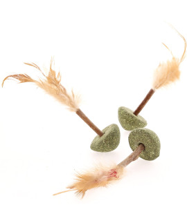 Raw Paws catnip Lolli-pops for cats Feathers, 3 ct - cat Feather Toys for Indoor cats - Interactive cat Toys with Feathers - cat Kicker Toy catnip Toys for cats, Silvervine for cats with catnip Ball