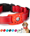 Konity AirTag Cat Collar, Compatible with Apple 2021, Nylon Pet Kitten Puppy Collar with Silicone Holder for Small Dogs, Red,XS: 8''-12'' Neck