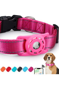 Konity AirTag Cat Collar, Compatible with Apple 2021, Nylon Pet Kitten Puppy Collar with Silicone Holder for Small Dogs, Pink,XS: 8''-12'' Neck