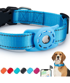 Konity AirTag Cat Collar, Compatible with Apple 2021, Nylon Pet Kitten Puppy Collar with Silicone Holder for Small Dogs, Blue,XS: 8''-12'' Neck