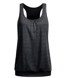 Long Workout Tank Tops for Women Loose Fitting Tank Tops for Women Yoga Shirts Loose Fit Athletic Tank Tops Dark grey Small