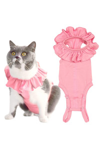 Cat Recovery Suit for Abdominal Wounds and Skin Diseases, Breathable Surgical Recovery Shirt After Surgery Wear Anti Licking Wounds,E-Collar Alternative for Cats Pet Kitten(RSC01-pink-m)