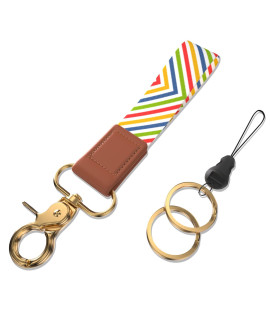 Handlein Key Ring Bracelet ,Mini Keychain Bracelet for Women,Key Rings for Keychains Holder car ID Badges card Wallet Phone camera(Line)