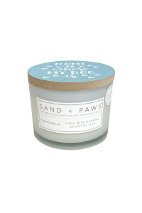 Sand + Paws Scented Candle - Gardenia - Additional Scents and Sizes -Luxurious Air Freshening Jar Candles Neutralize pet Odors and Enhance Home d?or - 100% Cotton Lead-Free Wicks - 12 oz