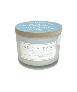 Sand + Paws Scented Candle - Gardenia - Additional Scents and Sizes -Luxurious Air Freshening Jar Candles Neutralize pet Odors and Enhance Home d?or - 100% Cotton Lead-Free Wicks - 12 oz