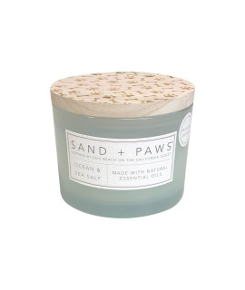 Sand + Paws Scented Candle - Ocean & Sea Salt -Luxurious Air Freshening Jar Candles Neutralize pet Odors and Enhance Home d?or - 100% Cotton Lead-Free Wicks - 12 oz