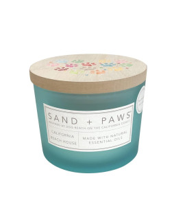 Sand + Paws Scented Candle - California Beach House -Luxurious Air Freshening Jar Candle Neutralize pet Odors and Enhance Home dcor - 100% Cotton Lead-Free wicks-12oz