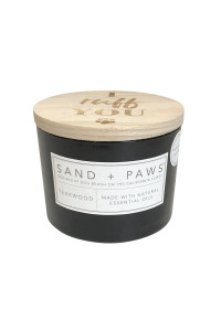 Sand + Paws Scented Candle - Teakwood - Additional Scents and Sizes -Luxurious Air Freshening Jar Candles Neutralize pet Odors and Enhance Home d?or - 100% Cotton Lead-Free Wicks - 12 oz