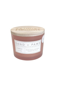 Sand + Paws Scented Candle - Amber & Fig - Additional Scents and Sizes -Luxurious Air Freshening Jar Candles Neutralize pet Odors and Enhance Home d?cor - 100% Cotton Lead-Free Wicks - 12 oz
