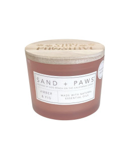 Sand + Paws Scented Candle - Amber & Fig - Additional Scents and Sizes -Luxurious Air Freshening Jar Candles Neutralize pet Odors and Enhance Home d?cor - 100% Cotton Lead-Free Wicks - 12 oz