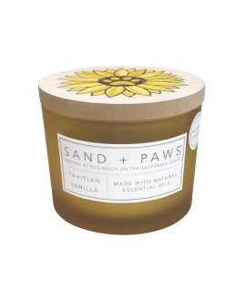 Sand + Paws Scented Candle - Tahitian Vanilla -Luxurious Air Freshening Jar Candles Neutralize pet Odors and Enhance Home d?or - 100% Cotton Lead-Free Wicks - 12 oz
