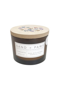 Sand + Paws Scented Candle - Cinnamon Vanilla - Additional Scents and Sizes -Luxurious Air Freshening Jar Candle Neutralize pet Odors and Enhance Home d?or - 100% Cotton Lead-Free Wicks - 12oz