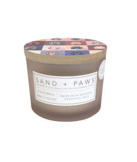 Sand + Paws Scented Candle - California Beach Houses -Luxurious Air Freshening Jar Candles Neutralize pet Odors and Enhance Home d?or - 100% Cotton Lead-Free wicks-12oz