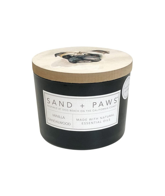 Sand + Paws Scented Candle - Vanilla Sandalwood -Luxurious Air Freshening Jar Candles Neutralize pet Odors and Enhance Home d?or - 100% Cotton Lead-Free Wicks - 12 oz