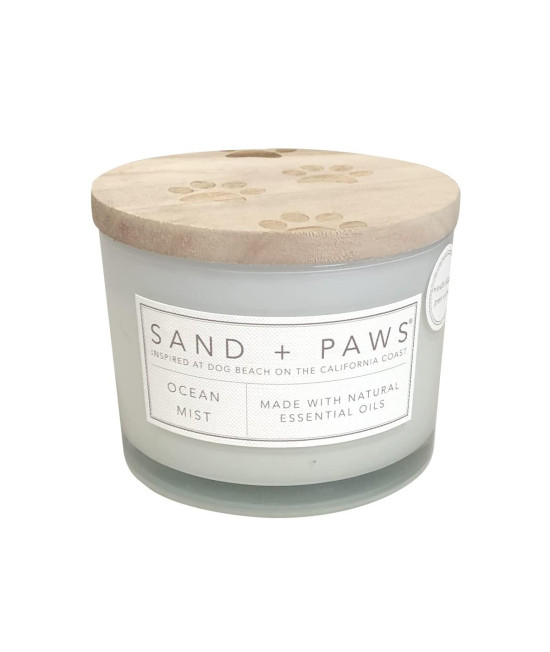 Sand + Paws Scented Candle - Ocean Mist - Additional Scents and Sizes - Luxurious Air Freshening Jar Candles Neutralize pet Odors and Enhance Home d?or - 100% Cotton Lead-Free Wicks - 12 oz