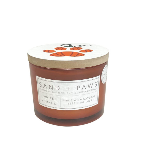 Sand + Paws Scented Candle - White Pumpkin - Additional Scents and Sizes -Luxurious Air Freshening Jar Candles Neutralize pet Odors and Enhance Home d?or - 100% Cotton Lead-Free Wicks - 12 oz
