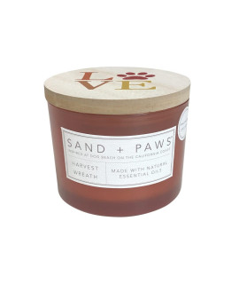 Sand + Paws Scented Candle - Harvest Wreath - Additional Scents and Sizes -Luxurious Air Freshening Jar Candles Neutralize pet Odors and Enhance Home d?or - 100% Cotton Lead-Free Wicks - 12 oz