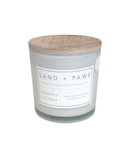 Sand + Paws Scented Candle - Pineapple Coconut - Additional Scents and Sizes -Luxurious Air Freshening Jar Candles Neutralize pet Odors and Enhance Home d?or - 100% Cotton Lead-Free Wicks - 21 oz