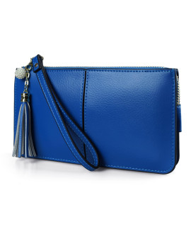 befen Royal Blue Wristlet Wallet Purses for Women, Womens genuine Leather clutch cell Phone Wallet case Evening Handbags for iPhone