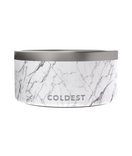 Coldest Dog Bowl - Stainless Steel Non Slip No Spill Proof Skid Metal Insulated Dog Bowls, Cats, Pet Food Water Dish Feeding for Large Medium Small Breed Dogs (200 oz, Carrara Marble)