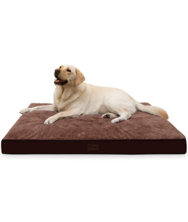 MIHIKK Orthopedic Dog Bed Waterproof Dog Beds with Removable Washable Cover Anti-Slip Egg Foam Pet Sleeping Mattress for Large, Jumbo, Medium Dogs, Brown, 44 x 32 Inch