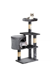 BestPet Cat Tree 36 inch Tall Scratching Toy Activity Centre Cat Tower Cat Condo Multi-Level Furniture Scratching Posts for Indoor Cats,Light Gray