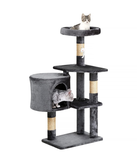 BestPet Cat Tree 36 inch Tall Scratching Toy Activity Centre Cat Tower Cat Condo Multi-Level Furniture Scratching Posts for Indoor Cats,Light Gray