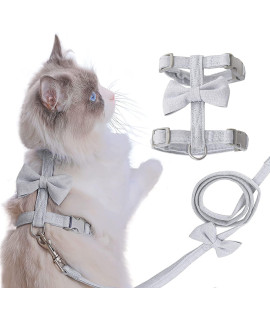 Cat Harness and Leash, Cat Leash and Harness Set Ddzmz Soft Mesh Breathable Adjustable Cat Vest Pets Harnesses for Walking Escape Proof Grey Color S Size for Pets Cats Kitten Puppy Rabbit Ferret(1Pack