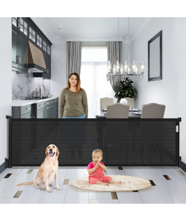 112 Inch Extra Long Retractable Baby Gate for Dogs Indoor Safety Retractable Dog Gate for The House Extra Wide Baby Gates for Large Openings Baby Gates Extra Wide Dog Gate Outdoor Extra Large Pet Gate