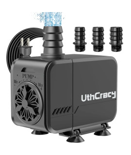 UthCracy Submersible Pump 800GPH Fountain Pump 3000L/H 45W Quiet Aquarium Water Pump 10ft. High Lift with 4.8ft. Power Cord 3 Nozzles Multifunctional Pump for Fish Tank, Pond, Statuary, Hydroponics.