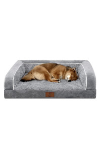 Yiruka Dog Beds for Large Dogs, Washable Dog Bed Sofa with Removable Cover, Waterproof Dog Bed Couch with Nonslip Bottom, High Bolster Dog Bed, Orthopedic Large Dog Bed up to 65 lbs
