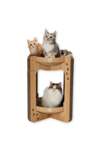 Necoichi Cozy Cat Scratcher Bowl, 100% Recycled Paper, Chemical-Free Materials, No.1 sellr in Japan! (Tower (Oak), XL)
