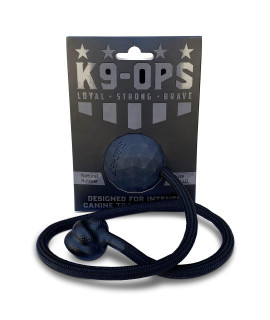 K9 Ops Dog Ball on a Rope Tug Toy - Rubber Fetch Training Reward - Large Dogs Durable Indestructible Chewers Pitbull Dobermann Rottweiler Shepherd (Coal Black - Black Rope)