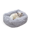 Gavenia Cat Bed for Indoor Cats,22 inch Soft Long Plush Cushion Washable Pet Bed Calming Self-Warming Square Cat and Dog Bed Anti-Slip & Waterproof Bottom Cushion (22 x 18 x 7 inch, Grey)