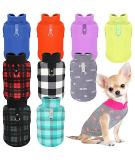 10 Pack Dog Sweaters for Small Dogs Fleece Small Dog Sweaters with Leash Ring Puppy Sweater Fleece Soft Dog Winter Cold Weather Indoor and Outdoor (Small Stylish)