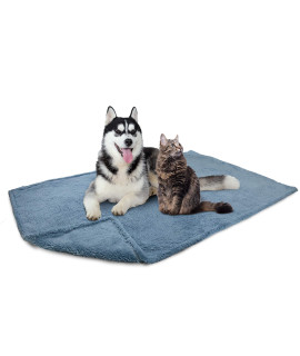 PetAmi Fluffy Dog Blanket for Medium Large Dog, Pet Blanket for Bed, Sherpa Furniture Couch Cover Protector, Soft Fleece Cat Sofa Throw, Shag Plush Reversible Washable for Puppy Kitten, Blue 40x60